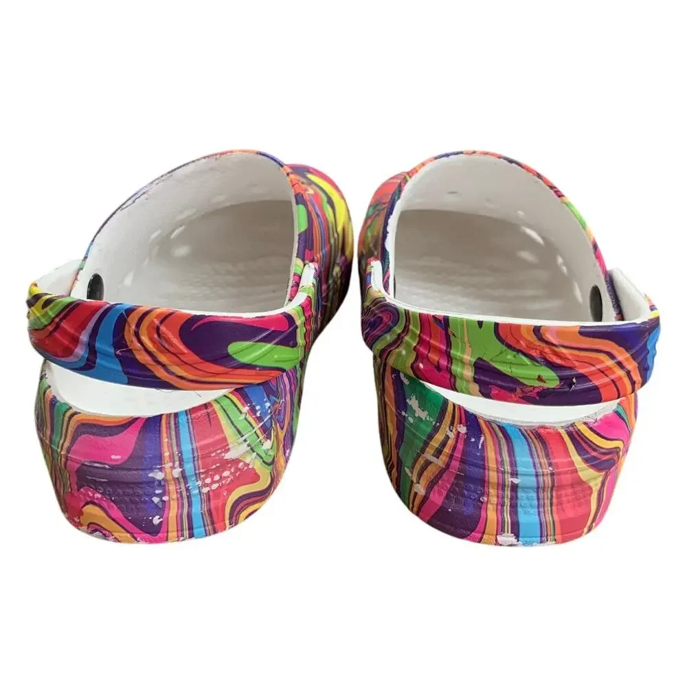 Mallaza Kids SIze 3/4 Rainbow Swirl Slip On Heel Strap Garden Clog Sandal Shoes